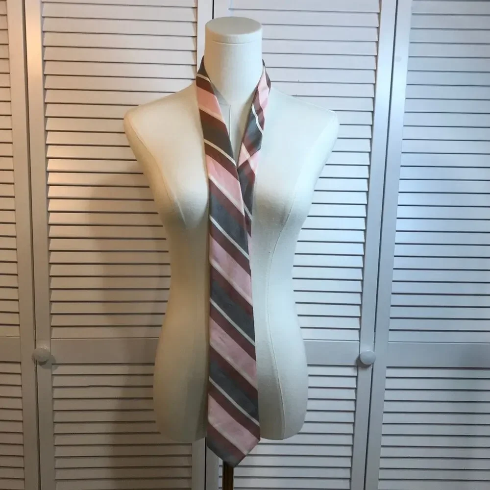 The Sovereign Tailored by Barry Vintage Silk Diagonal Striped Preppy Necktie 58”